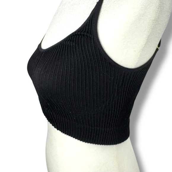 Free People Kick Back Ribbed Seamless Cami Bra Bralette, Black, Size XS/S - Picture 8 of 12
